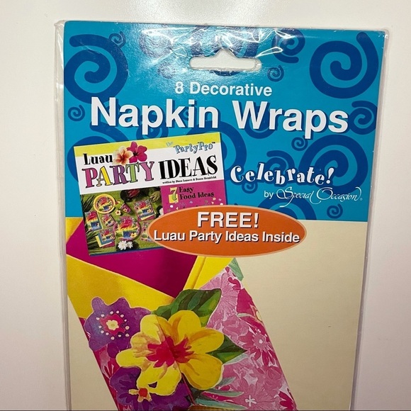 Floral Luau Cardboard Napkin Wraps 8-Piece Set - Picture 3 of 7